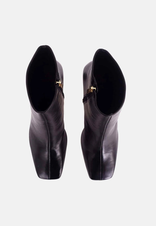 Black Goat Leather Senna Boots – 7.6 cm Block Heel