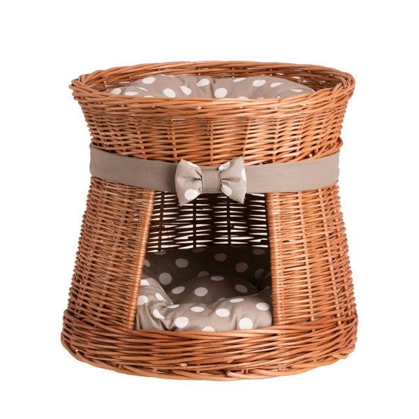 Natural Wicker Cat House Rosie With Cushions