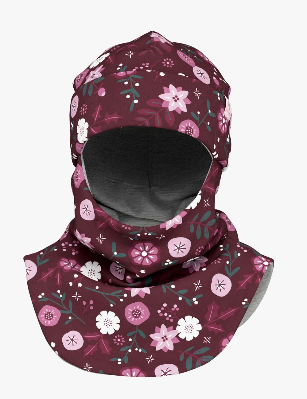 Thermal Merino Balaclava For Kids CLAVAN - Winter Flowers