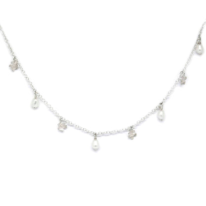 Necklace - SPRING Myosotis with pearls