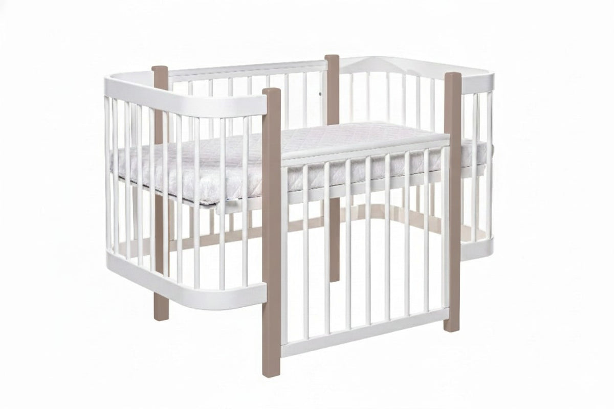 Baby Crib ELIN with Mattress - Cappuccino/White