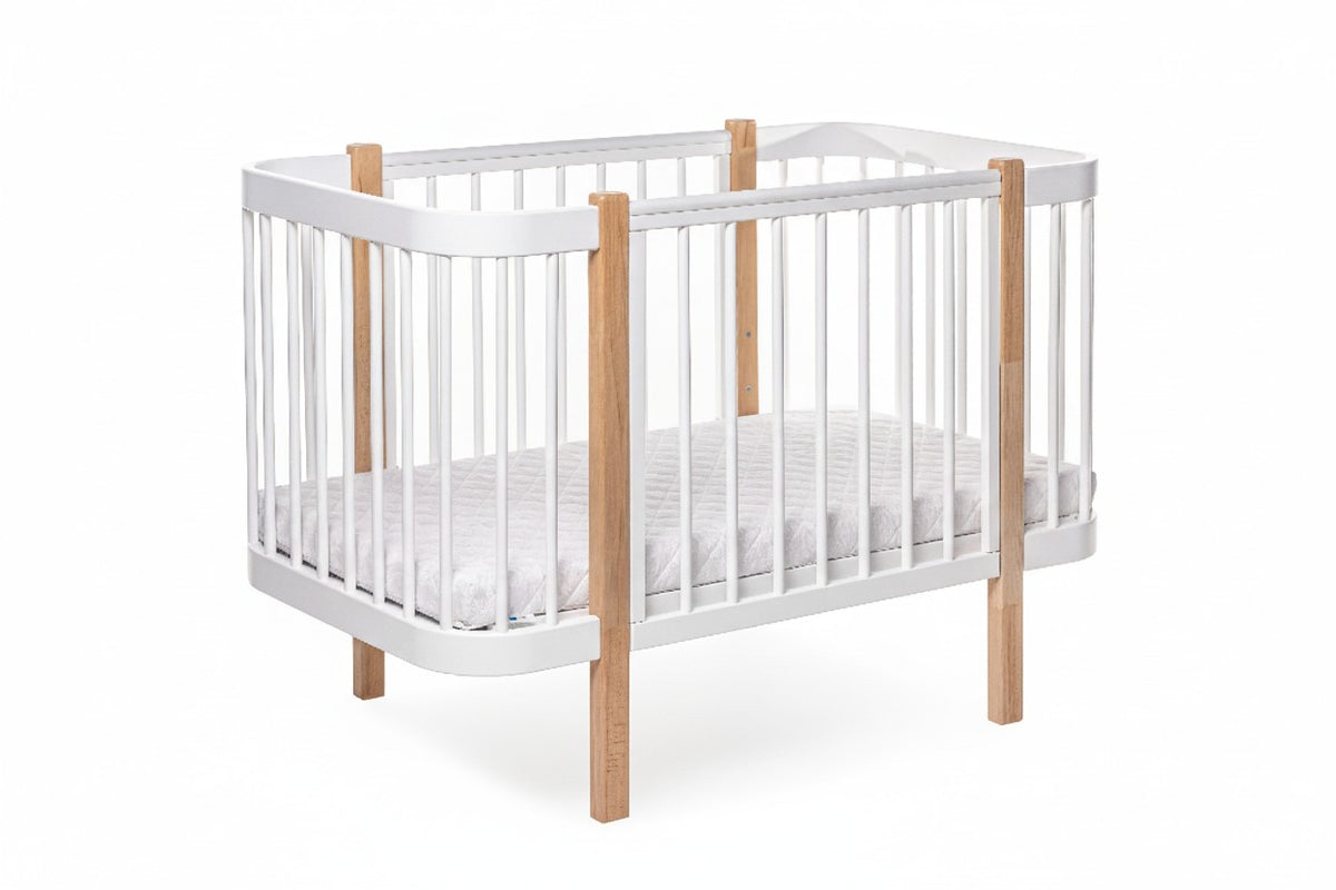 Baby Crib ELIN with Mattress - Natural/White