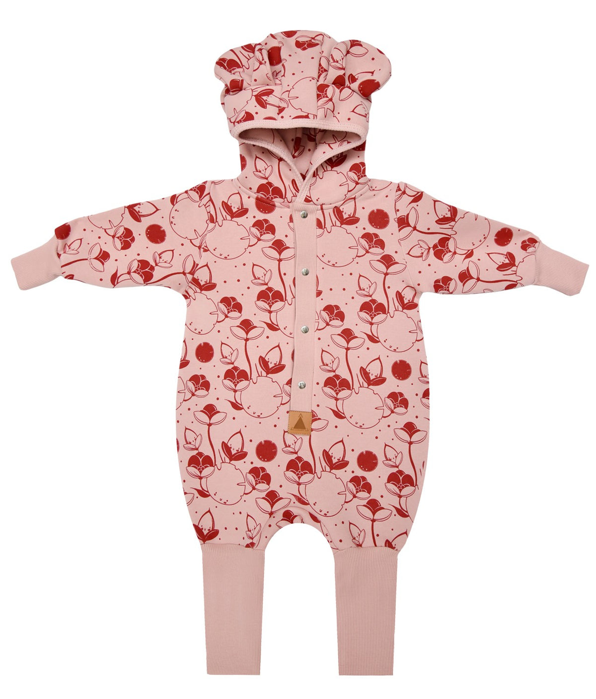 Baby Jumpsuit with Hood - Lilies on Pink