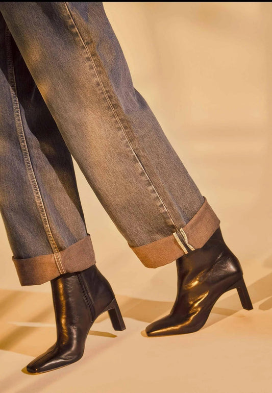 Black Goat Leather Senna Boots – 7.6 cm Block Heel