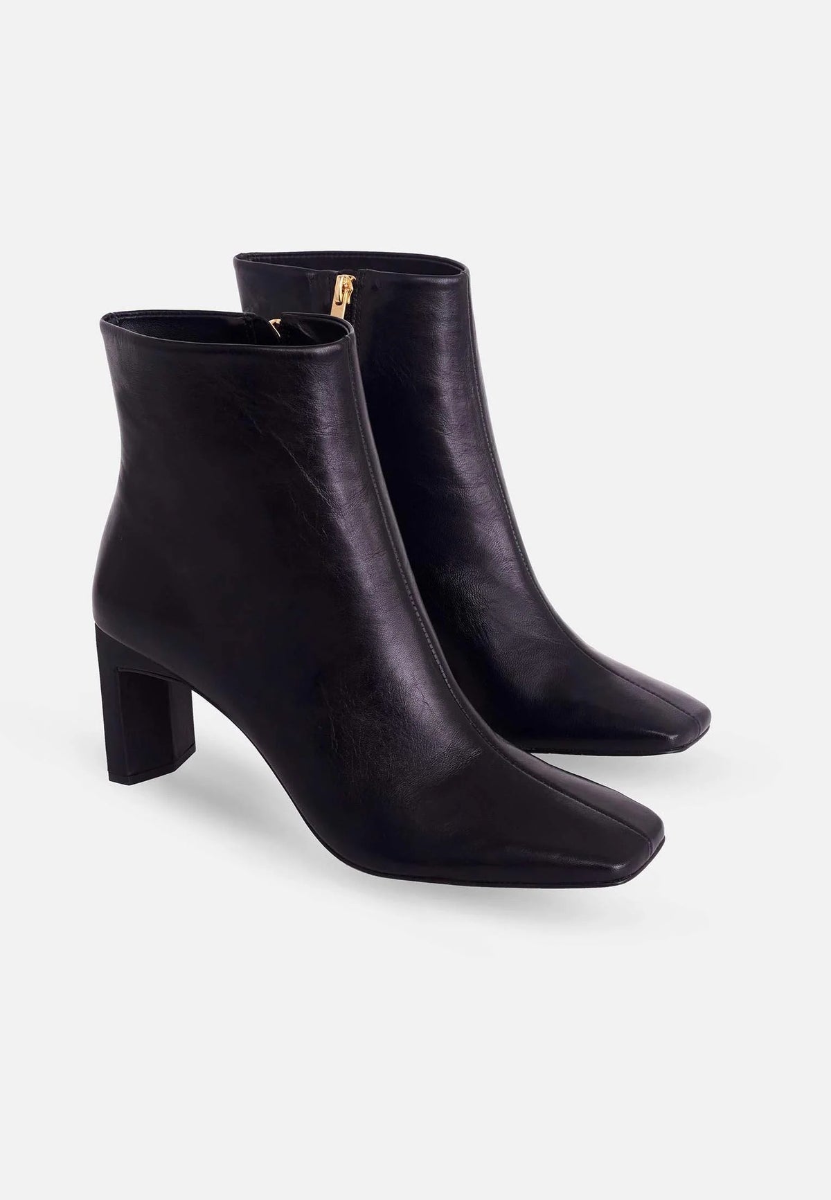 Black Goat Leather Senna Boots – 7.6 cm Block Heel