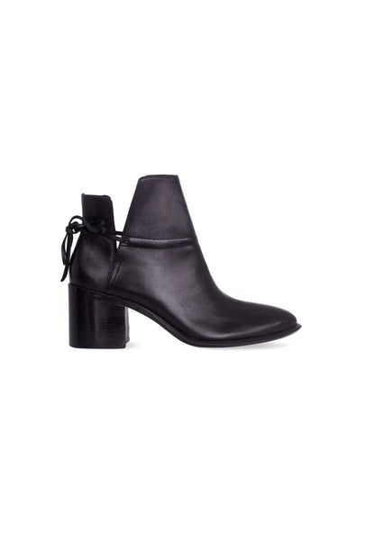 Black Leather Ankle Boots Attalea – Women’s Block Heel Booties