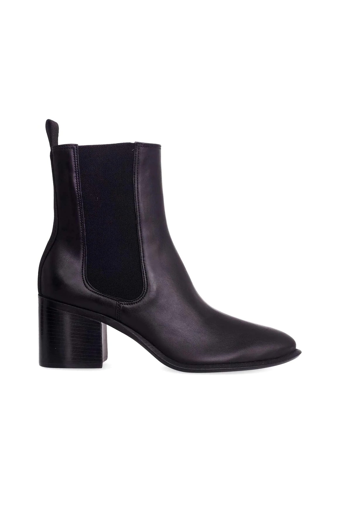 Black Leather Ankle Boots Canna – Chelsea Boots with 6.5 cm Block Heel