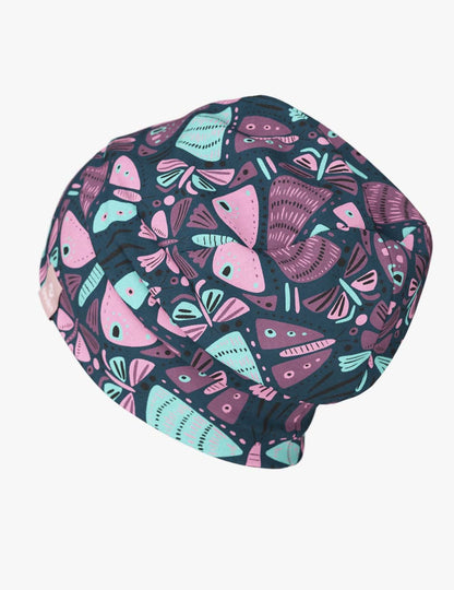 Cotton Beanie Hat With Folds DARGO - Butterflies 