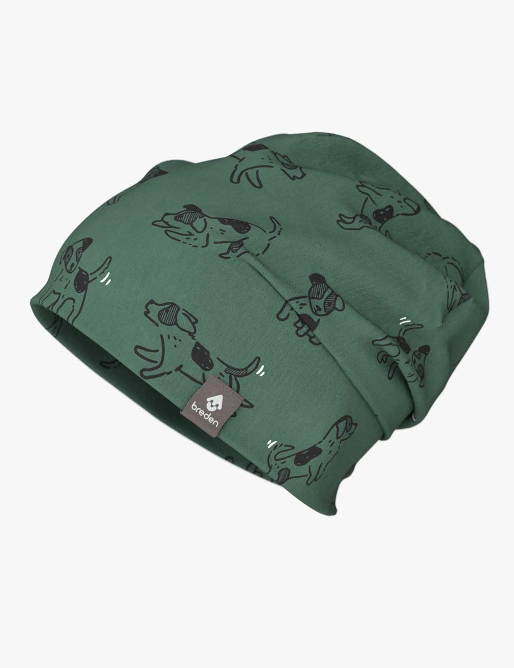 Cotton Beanie Hat With Folds DARGO - Green Dogs