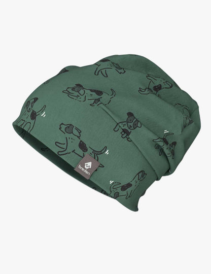Cotton Beanie Hat With Folds DARGO - Green Dogs