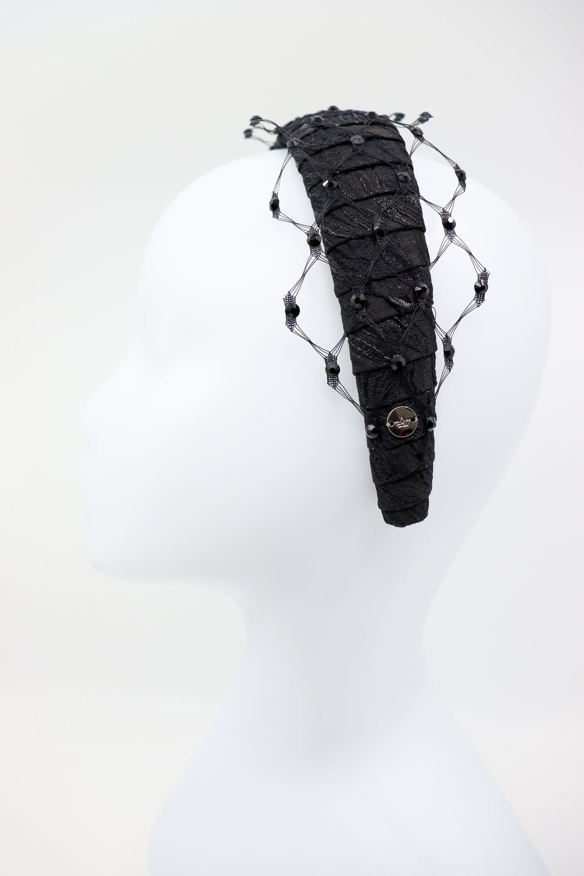 Headband Charlize with Swarovski Crystals Honeycomb Veil