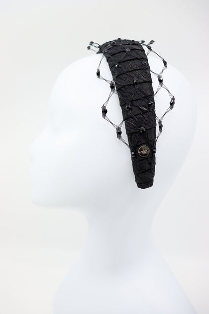 Headband Charlize with Swarovski Crystals Honeycomb Veil