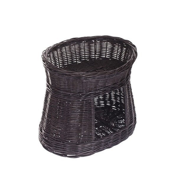Dark Wicker Cat House Cari Without Cushions