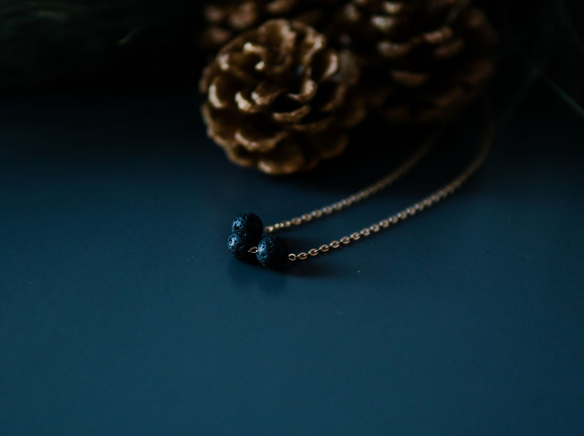 Diffuser Necklace with 3 Lava Beads