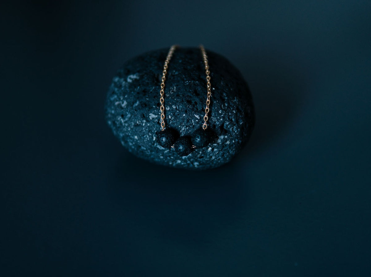 Diffuser Necklace with 3 Lava Beads