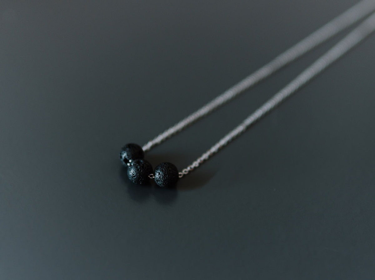 Diffuser Necklace with 3 Lava Beads