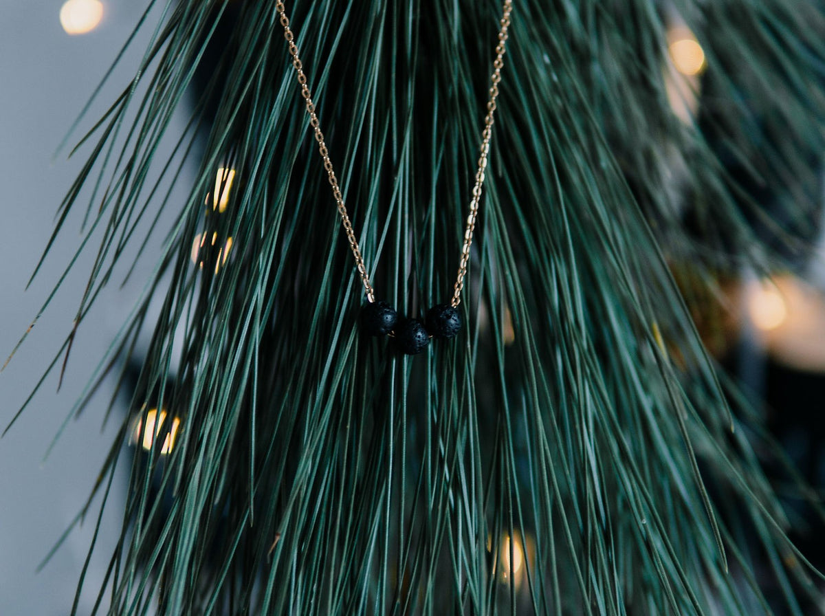 Diffuser Necklace with 3 Lava Beads