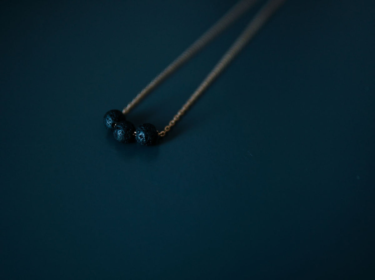Diffuser Necklace with 3 Lava Beads
