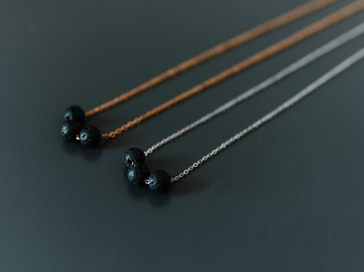 Diffuser Necklace with 3 Lava Beads