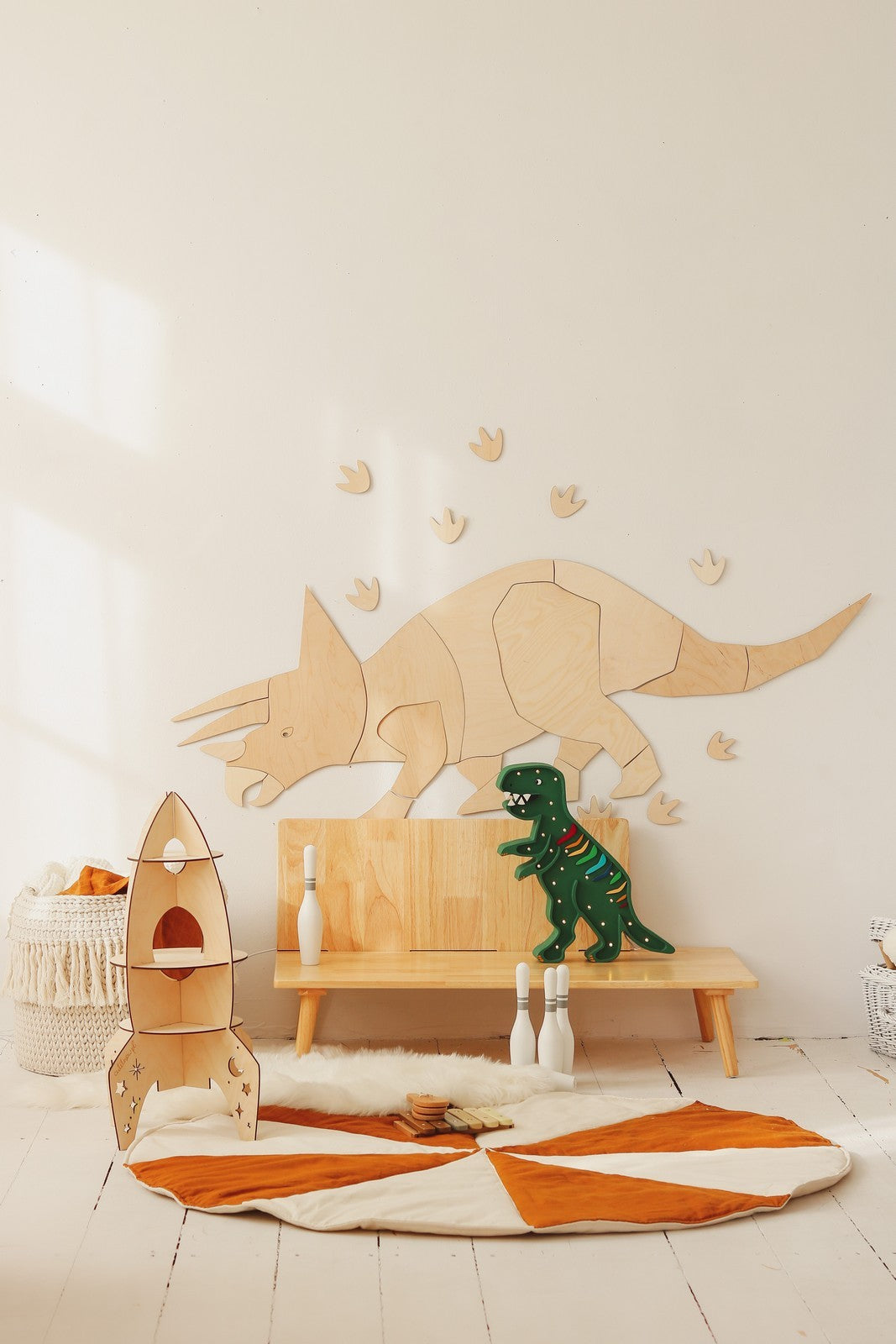 Dinosaur Triceratops – Wooden Wall Decoration