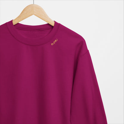 Embroidered Collar Organic Cotton Sweatshirt "Mom"