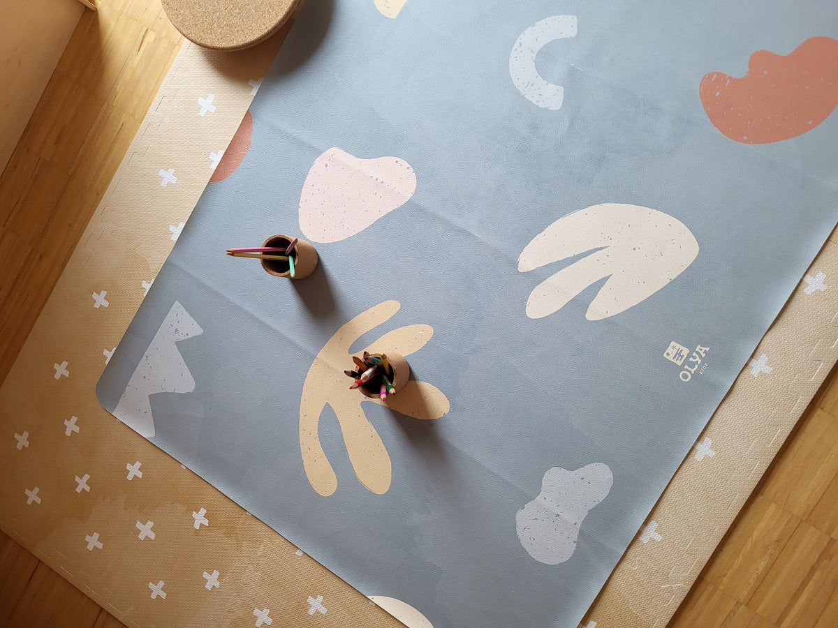 Kids Mealtime Floor Mat, Non-Slip & Waterproof - Organic Sea