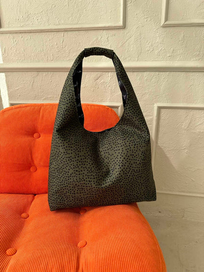 Moon Bag Heart - Khaki Polka Dots