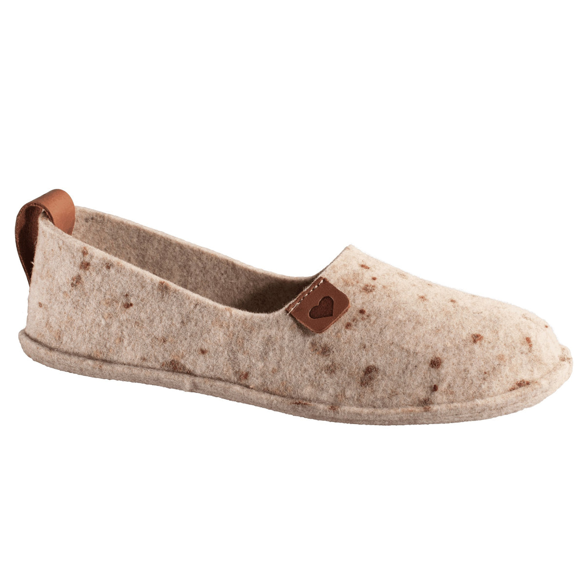 Natural felt and rubber sole slippers Toku - Beige