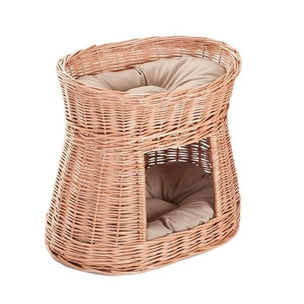 Natural Wicker Cat House Cari With Cushions