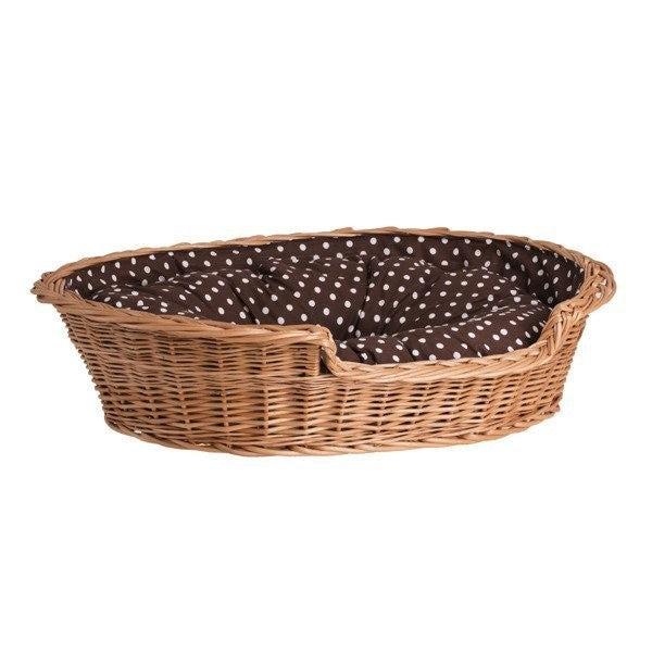 Natural Wicker Dog Bed Poppy With Cushion, 75x57 cm
