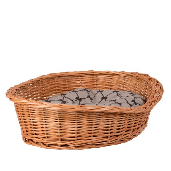 Natural Wicker Dog Bed Poppy With Cushion, 75x57 cm