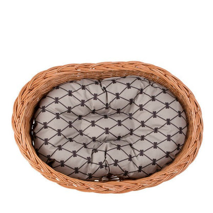 Natural Wicker Dog Bed Poppy With Cushion, 75x57 cm