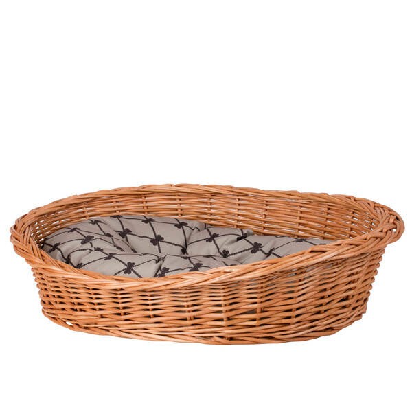 Natural Wicker Dog Bed Poppy With Cushion, 75x57 cm