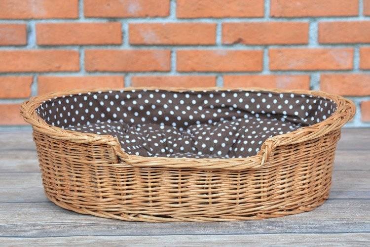 Natural Wicker Dog Bed Poppy With Cushion, 75x57 cm