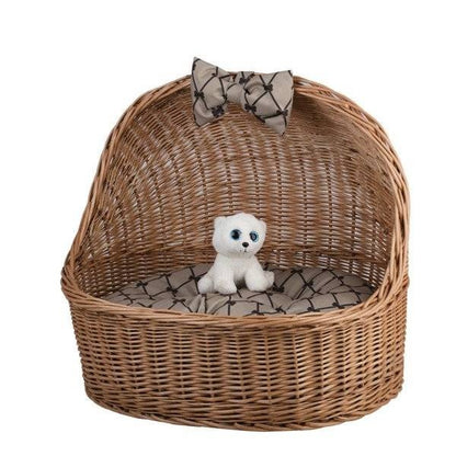 Natural Wicker Pet House Elsa With Cushion