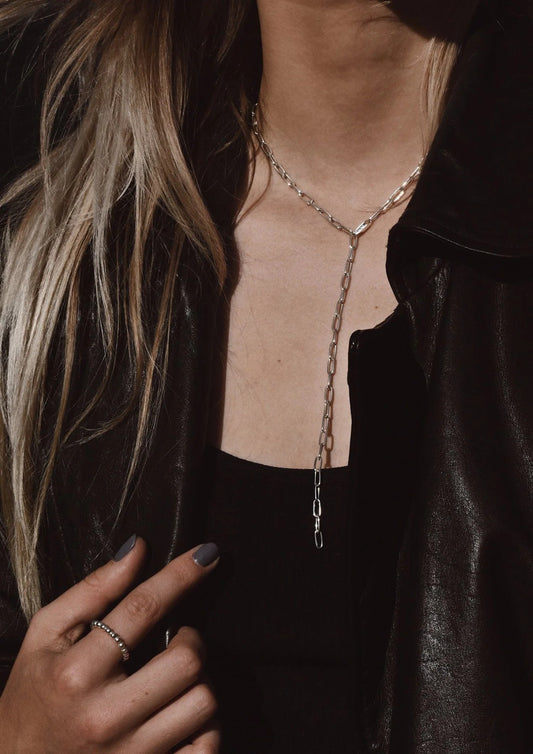 Paper Clip Y-Necklace Silver