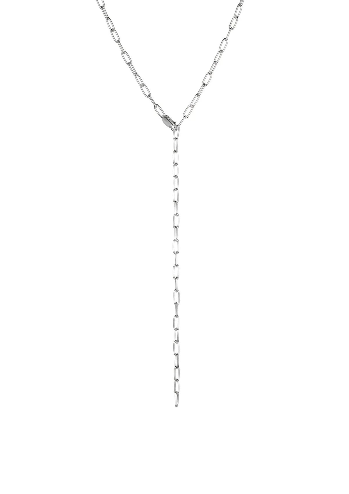 Paper Clip Y-Necklace Silver