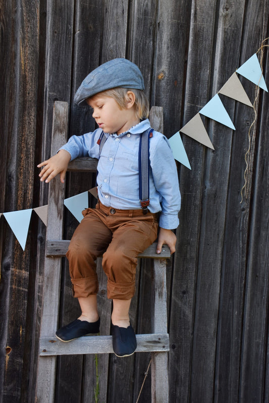 Punsa Kids Barefoot Slippers - Upcycled Leather, Terracota