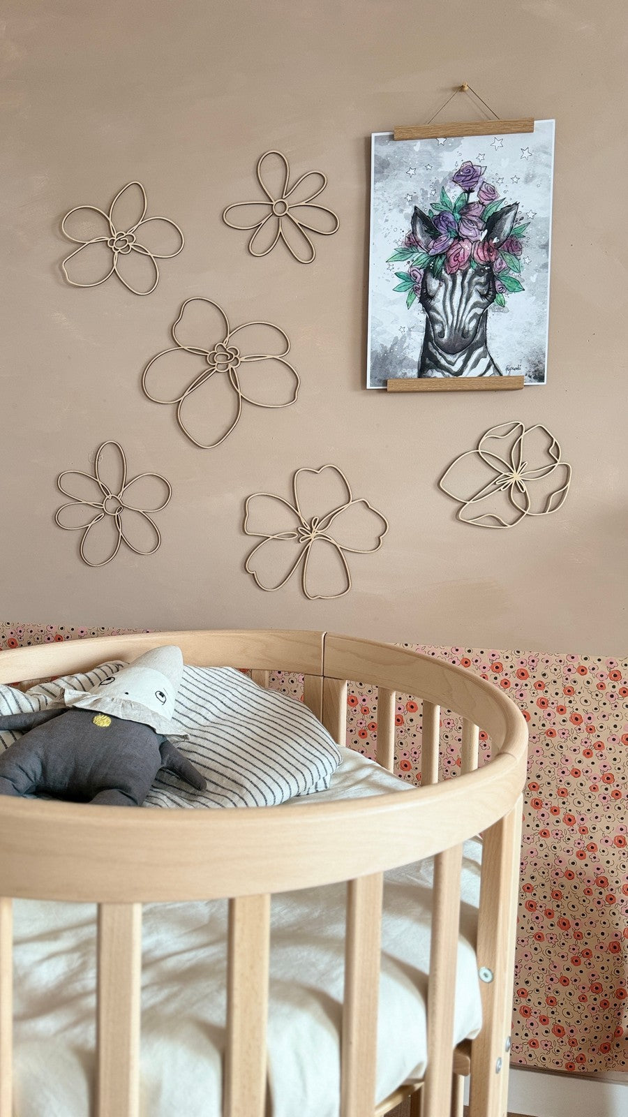 Set of 6 Wooden Flowers Wall Decoration - Wildflowers