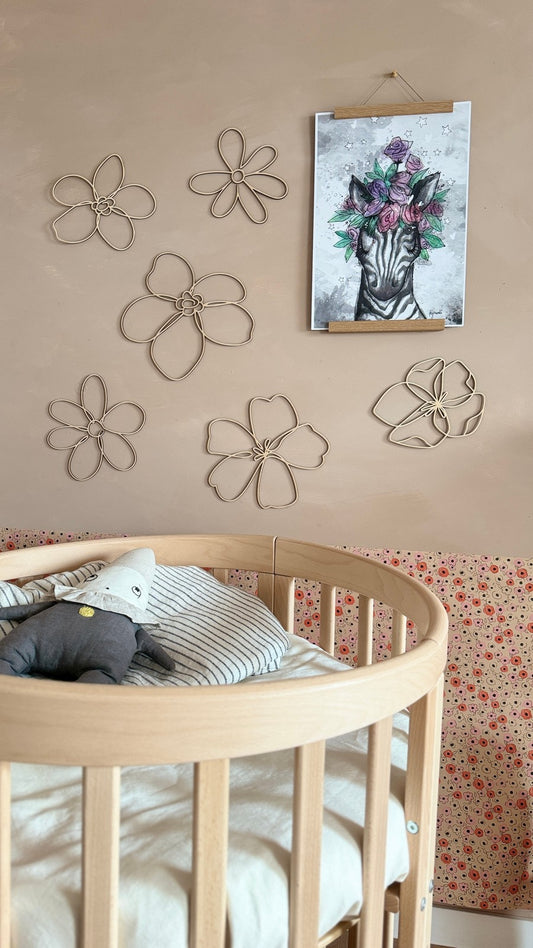 Set of 6 Wooden Flowers Wall Decoration - Wildflowers