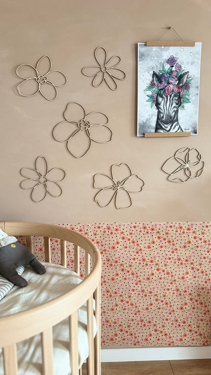 Set of 6 Wooden Flowers Wall Decoration - Wildflowers