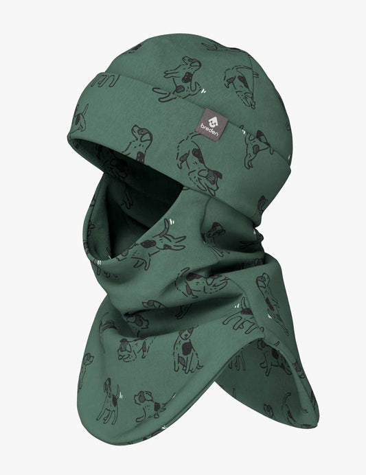 Spring-Fall Kids Balaclava BREDEN - Green Dogs