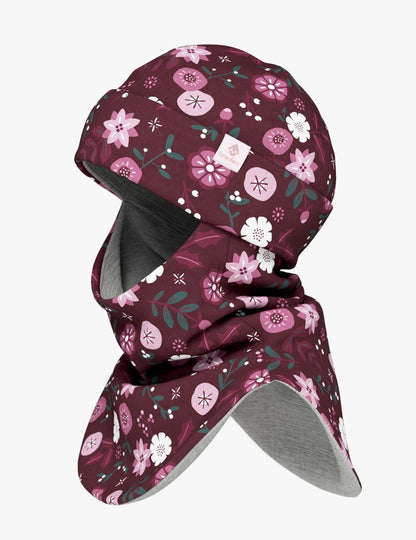 Thermal Merino Balaclava For Kids CLAVAN - Winter Flowers