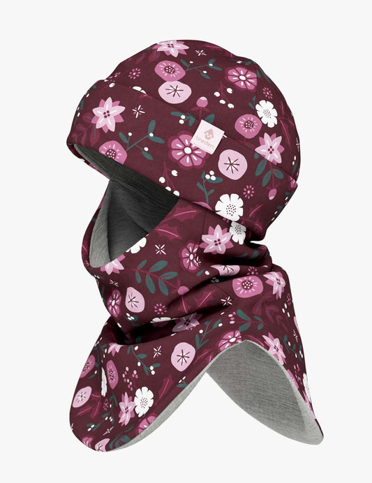 Thermal Merino Balaclava For Kids CLAVAN - Winter Flowers