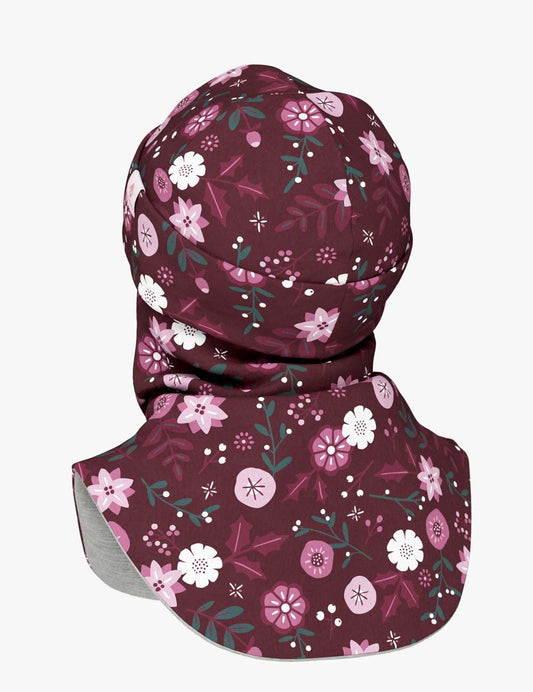 Thermal Merino Balaclava For Kids CLAVAN - Winter Flowers