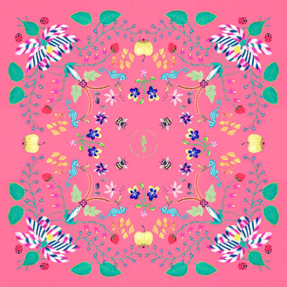 Unimoon Silk Scarf 63 × 63 cm – Pink Floral