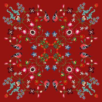 Unimoon Silk Scarf 63 × 63 cm – Red Floral