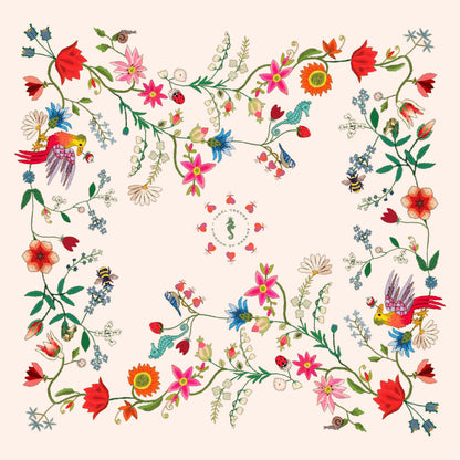 Unimoon Silk Scarf 63 × 63 cm – White Floral