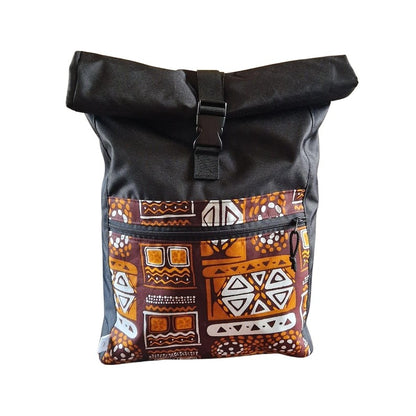Waterproof Rolltop Backpack - Orange Pattern