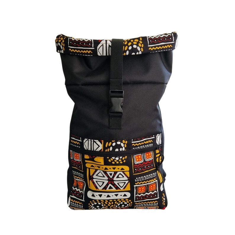 Waterproof Rolltop Backpack - Yellow Pattern